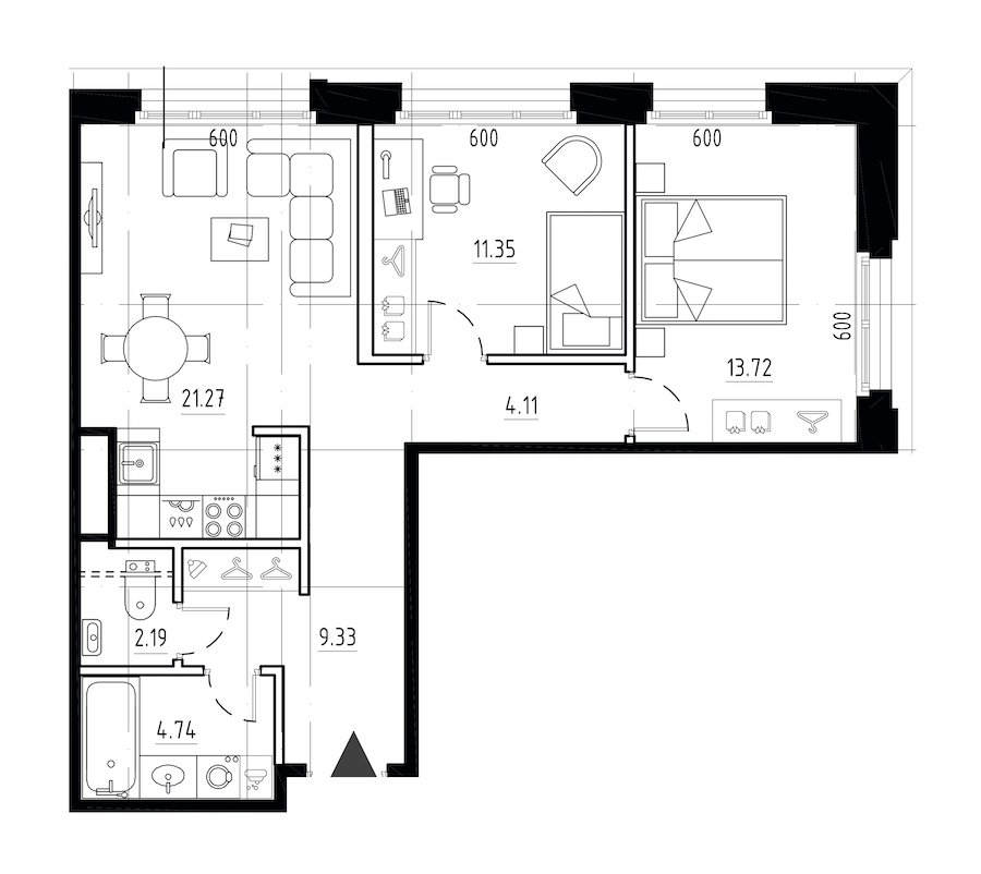 2-комнатная квартира 66.71 м², 8/9 эт., ЖК «LEGENDA Малоохтинский 68»